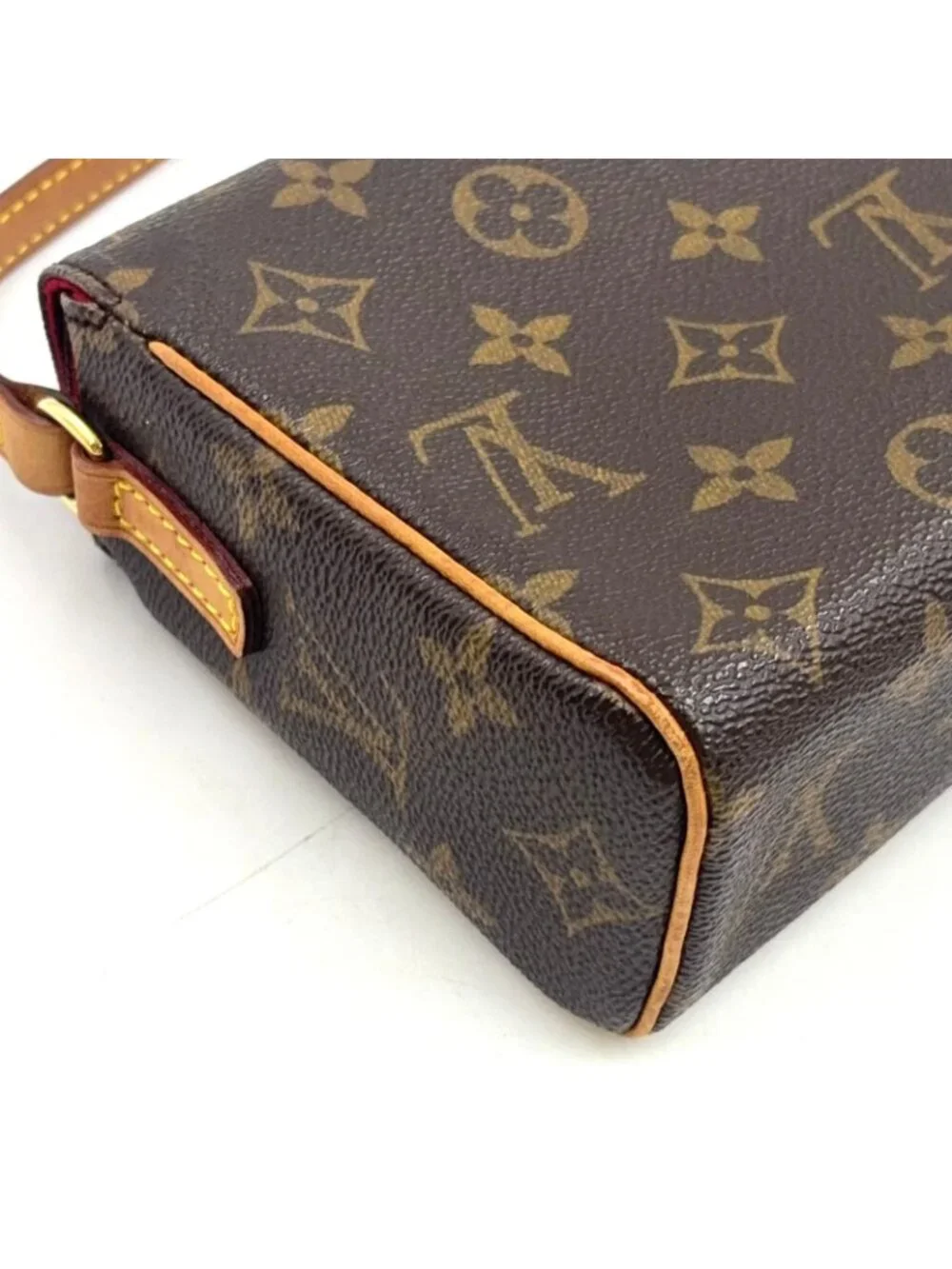 Louis Vuitton Recital Monogram Leather Brown Handbag Gold